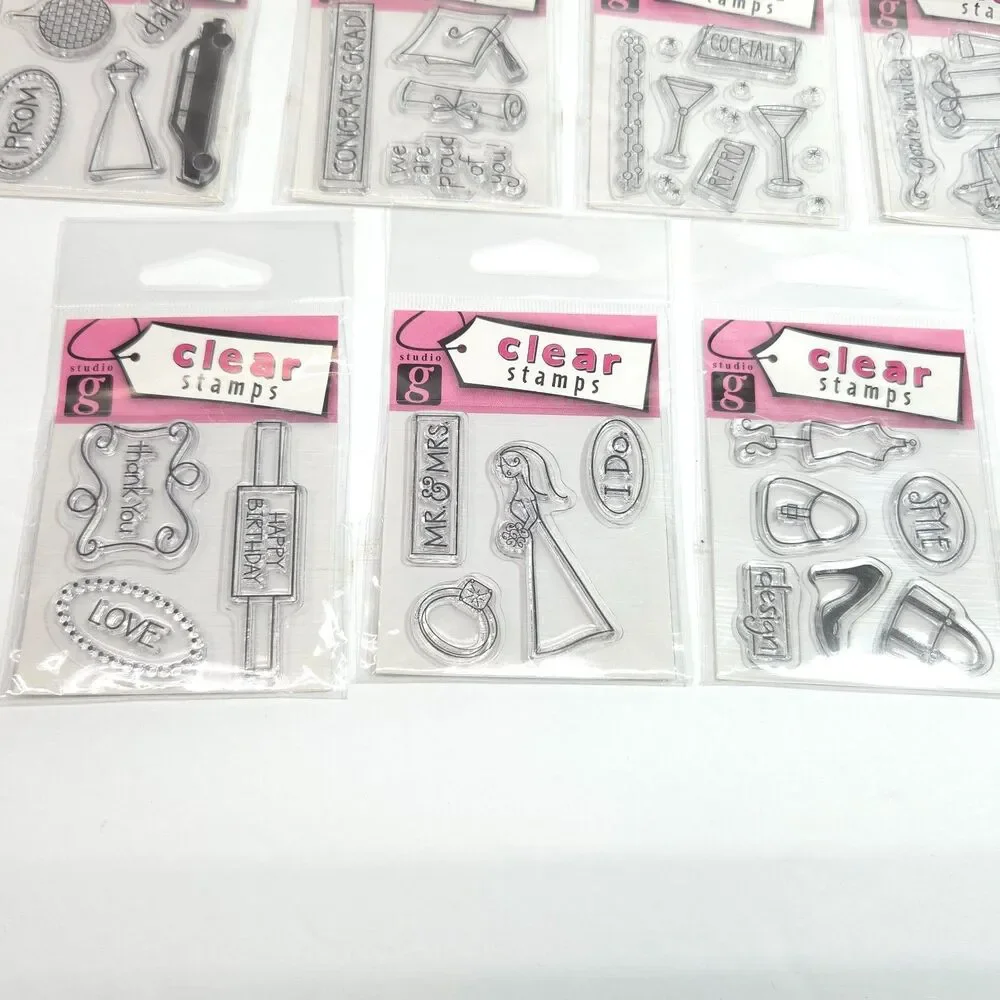Studio G Clear Stamps Lot 7 Celebration Set Prom Grad Wedding Party Birthday